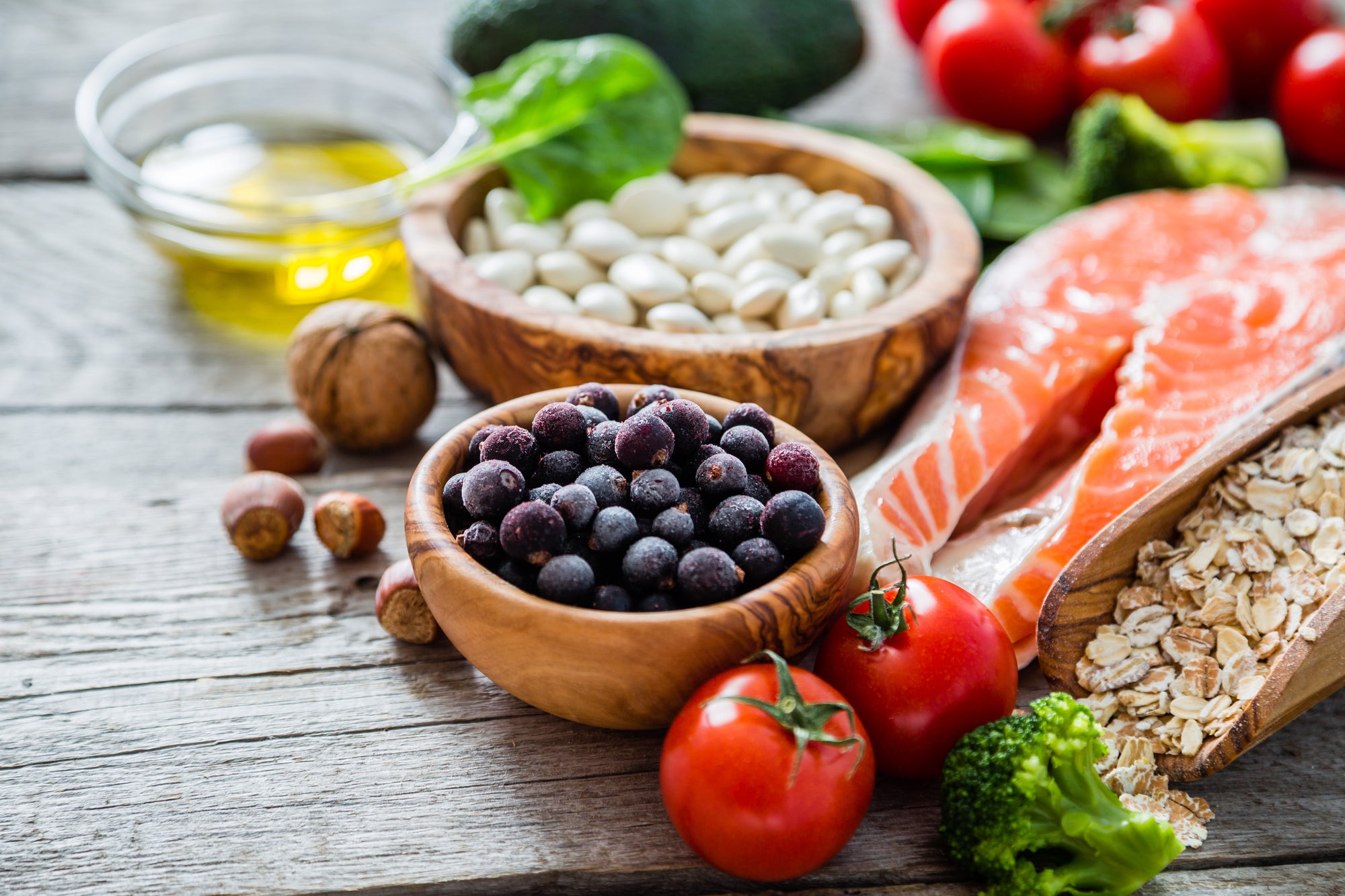 Bowls Of Healthy Ingredients & Foods