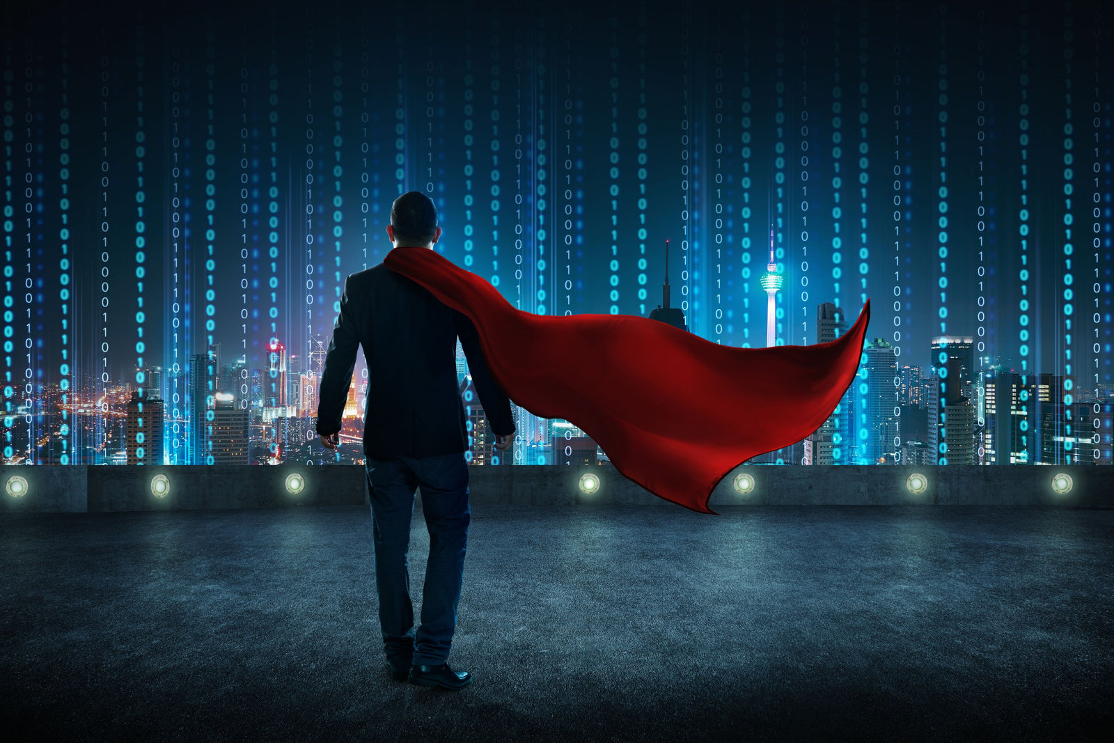 Man With A Superhero Cape Walking 