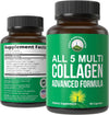 Peak Performance All 5 Multi-Collagen Capsules - 90 Pills of Grass Fed Peptides Protein - Supplement with All 5 Collagen Types I, II, III,V, X from Beef, Fish, Eggshell, and Chicken Bone Broth