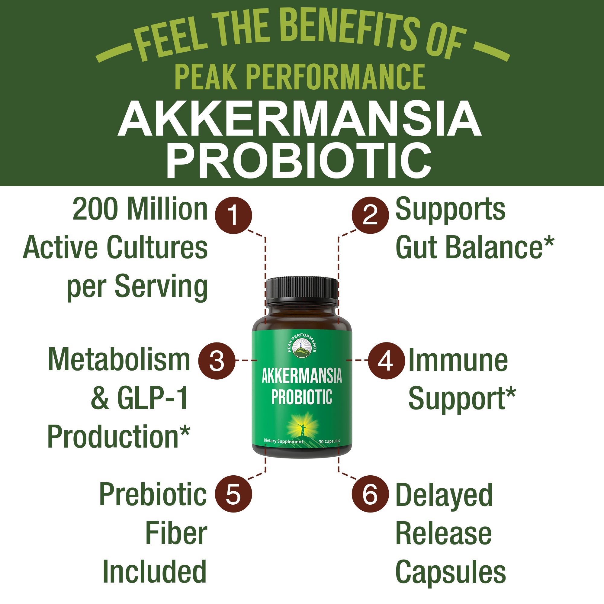 Peak Performance Akkermansia Probiotic to Increase GLP-1 Production