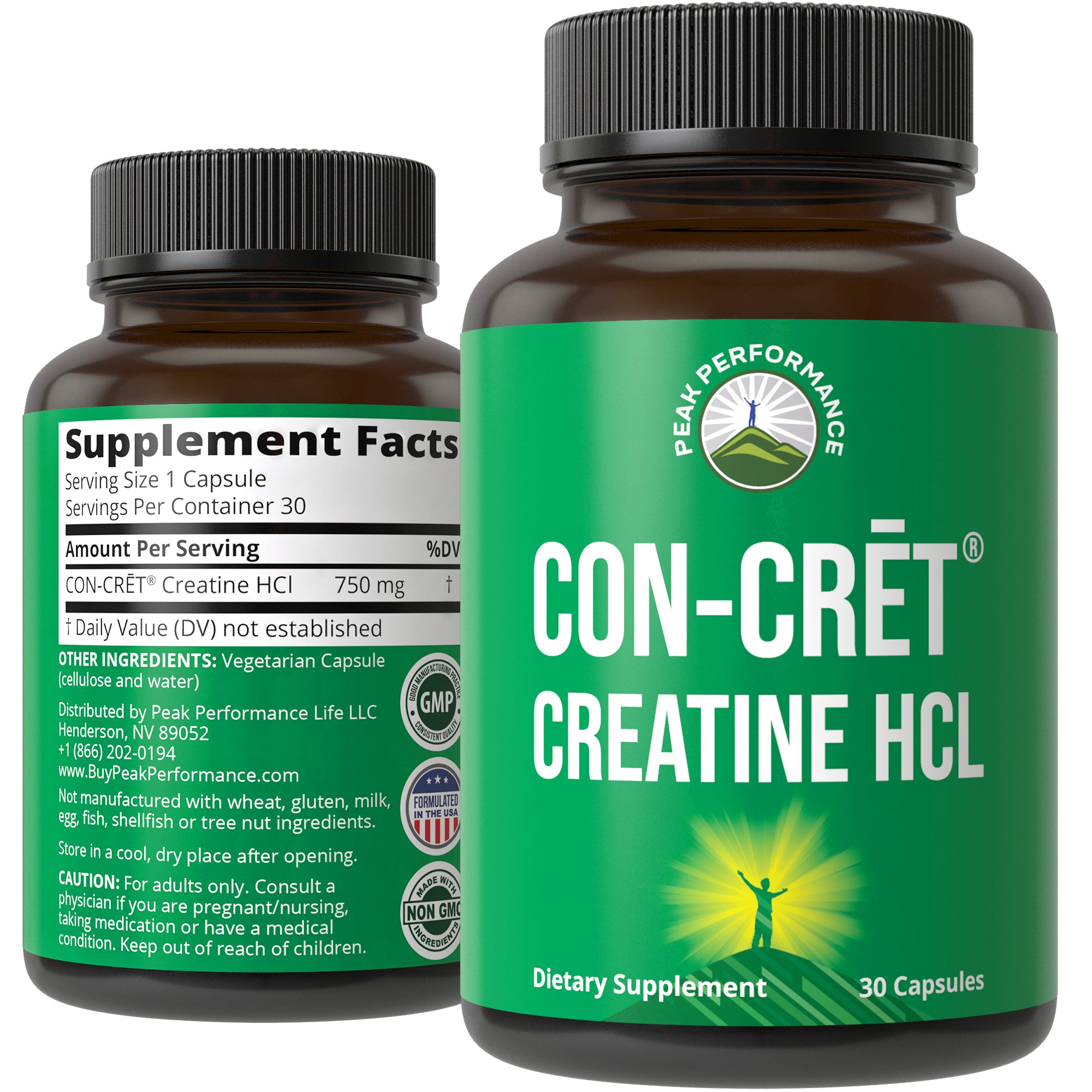 CON-CRET Creatine HCL Hydrochloride Capsules - 38X More Soluble vs Other Creatine - USA Made, No Loading Required, No Water Retention - Unflavored Pills for Men, Women - Vegan Friendly Supplement