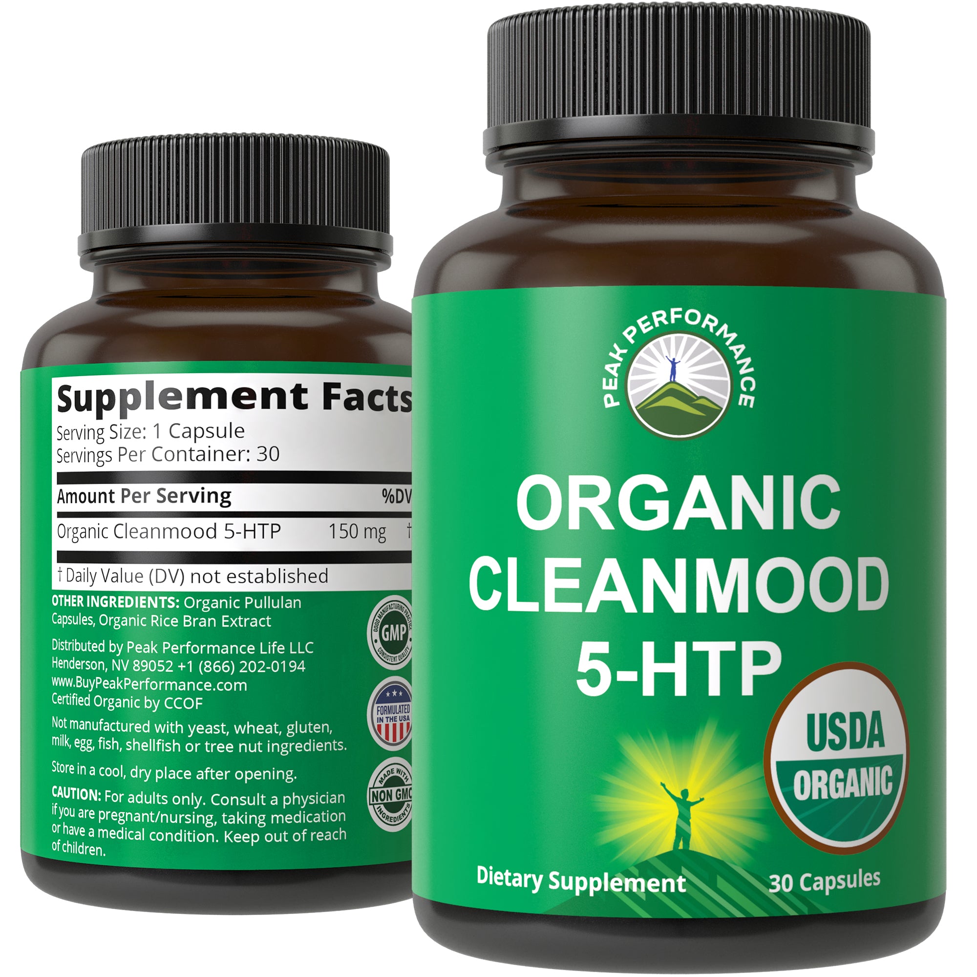 Cleanmood USDA Organic 5HTP Capsules, Clinically Studied for Mood & Sleep