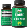 Peak Performance L Lysine 1000mg + Monolaurin 500mg Supplement for Immune Support - High Potency L-Lysine for Lips, Skin, & Health - 2-in-1 Bioavailable Supplements for Men and Women - 60 Capsules