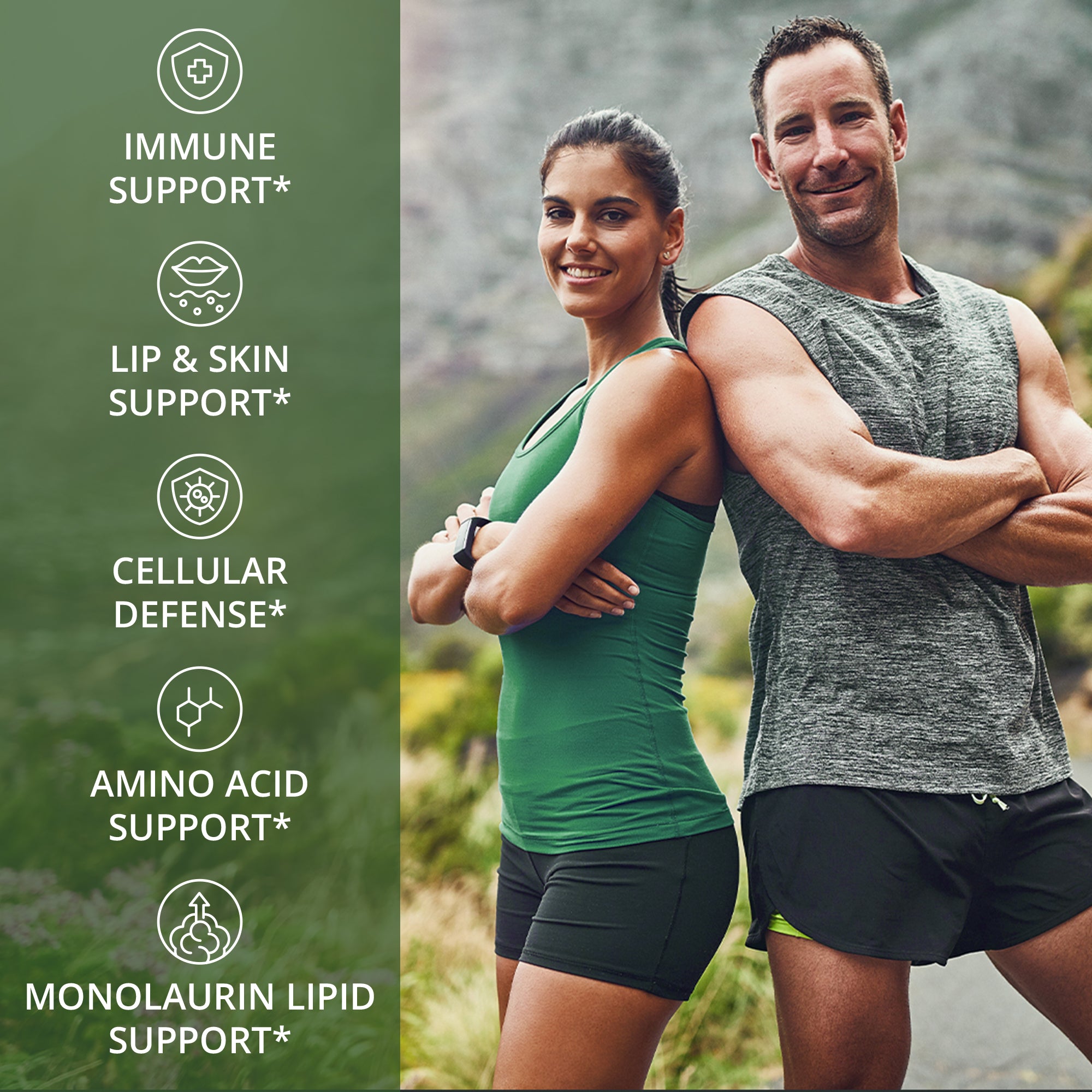 Peak Performance L Lysine 1000mg + Monolaurin 500mg Supplement for Immune Support - High Potency L-Lysine for Lips, Skin, & Health - 2-in-1 Bioavailable Supplements for Men and Women - 60 Capsules
