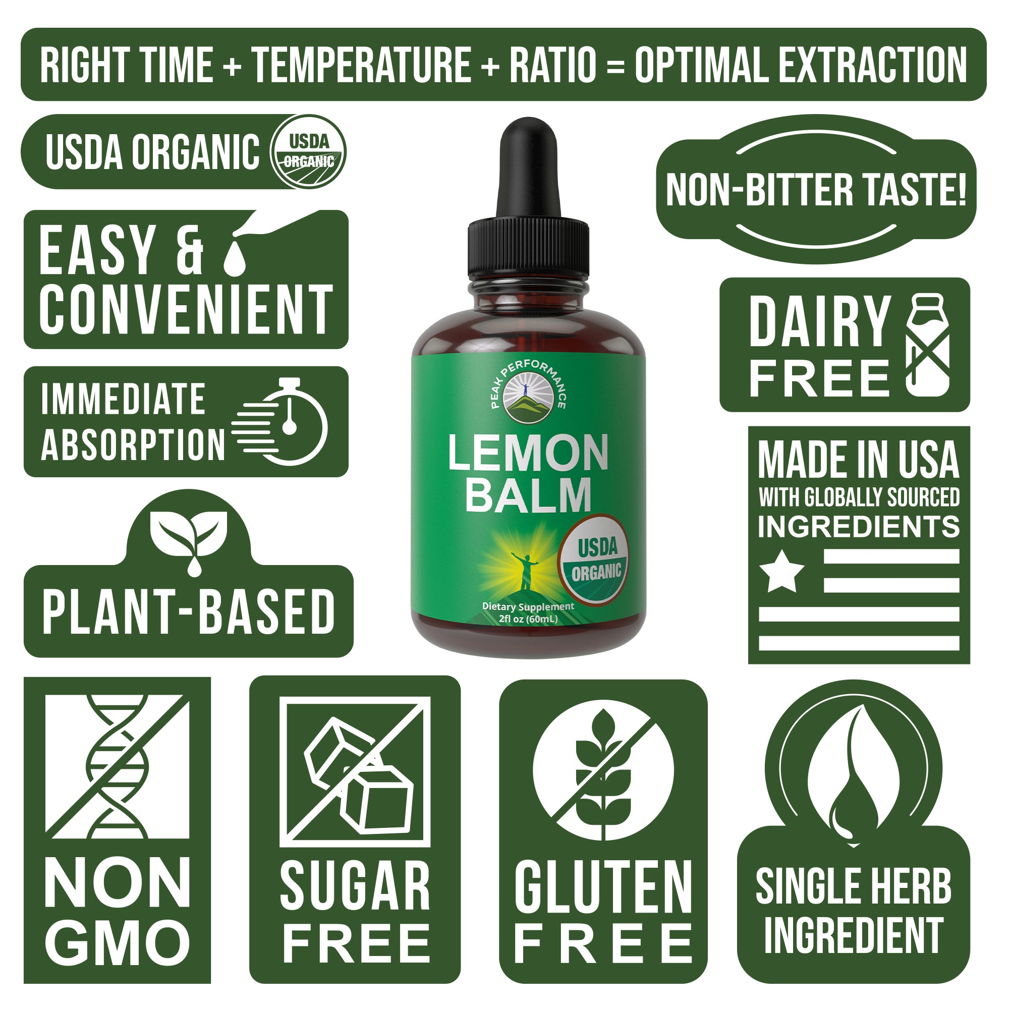 USDA Organic Liquid Lemon Balm Drops