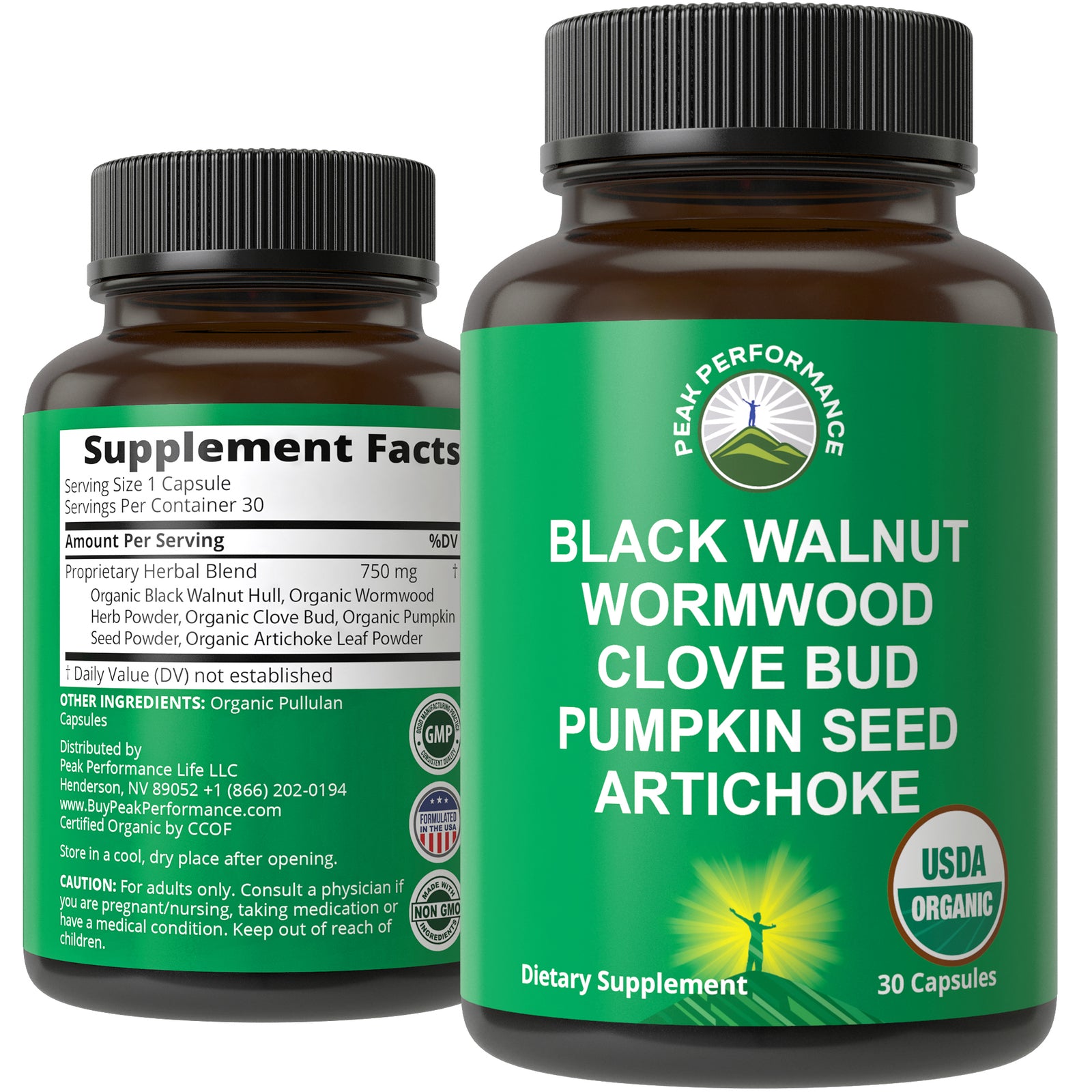 USDA Organic Wormwood, Black Walnut, Clove Detox & Cleanse Capsules
