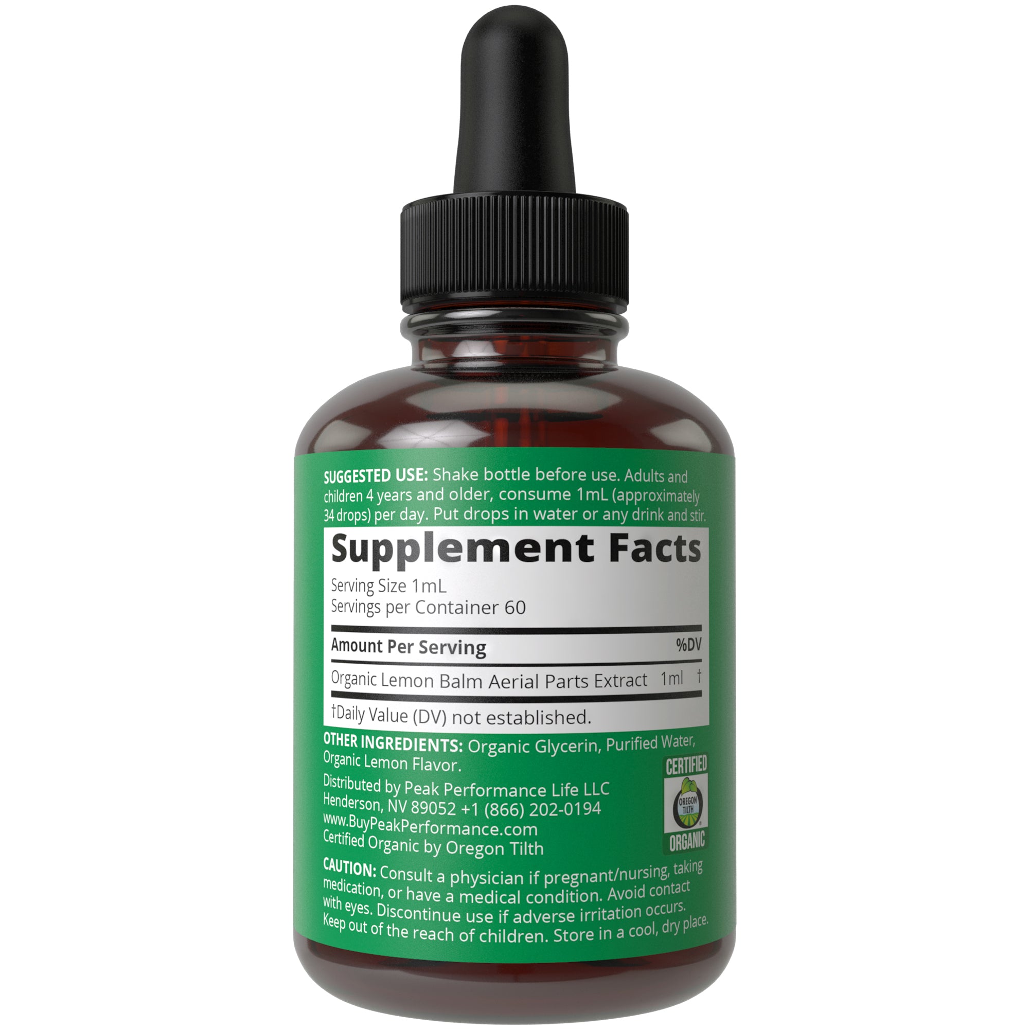 USDA Organic Liquid Lemon Balm Drops