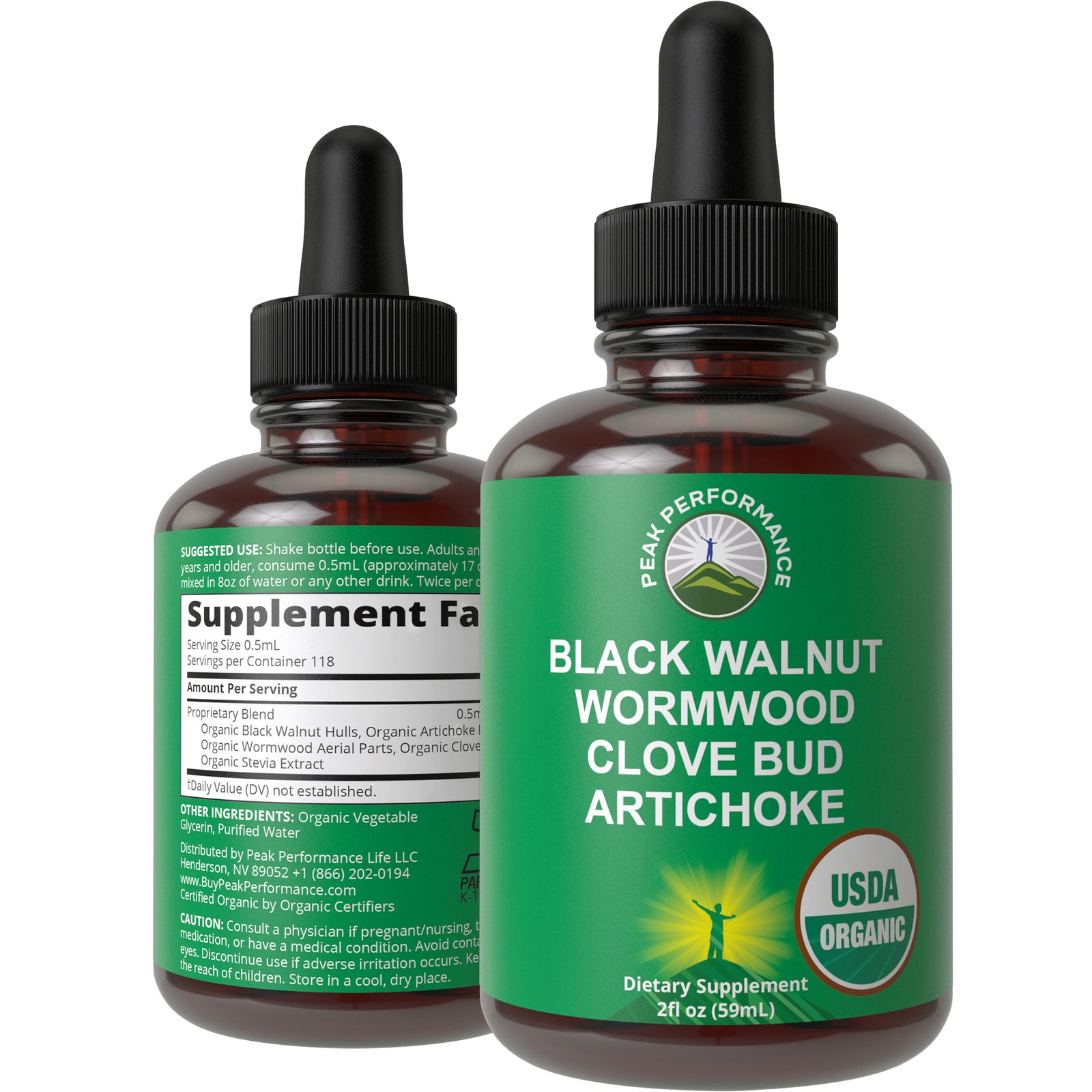 USDA Organic Wormwood, Black Walnut, Clove Detox & Cleanse Drops