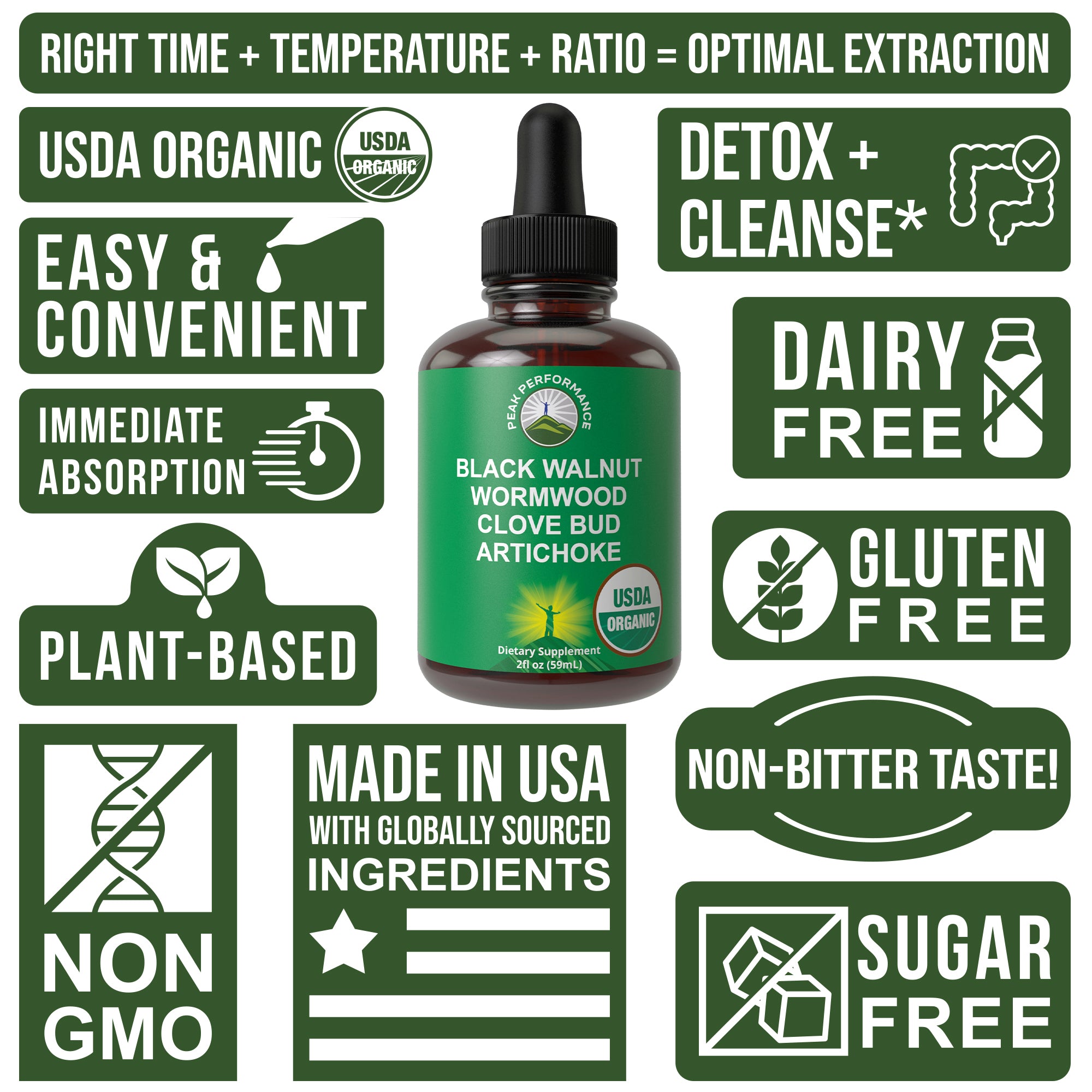 USDA Organic Wormwood, Black Walnut, Clove Detox & Cleanse Drops