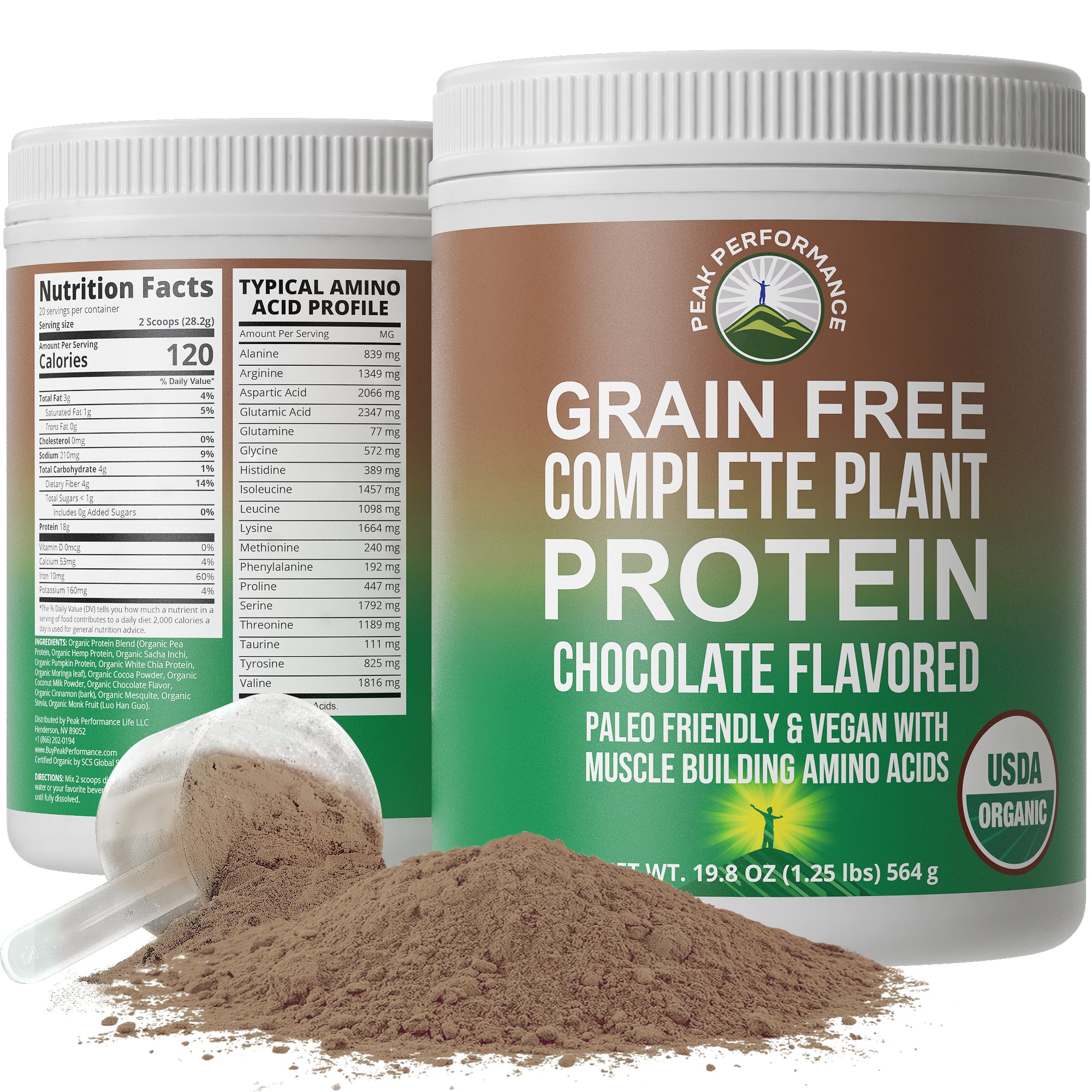 Organic Plant Based Grain-Free Protein Powder (Chocolate Flavor)