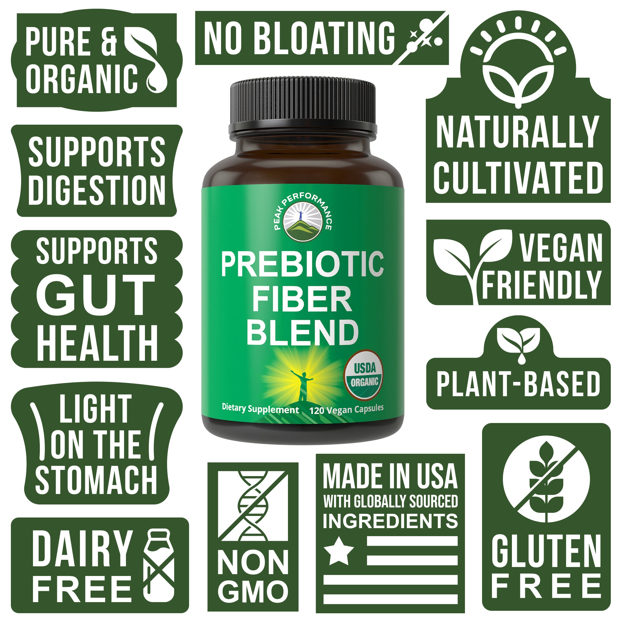 Organic 3-in-1 Prebiotic Fiber Capsules