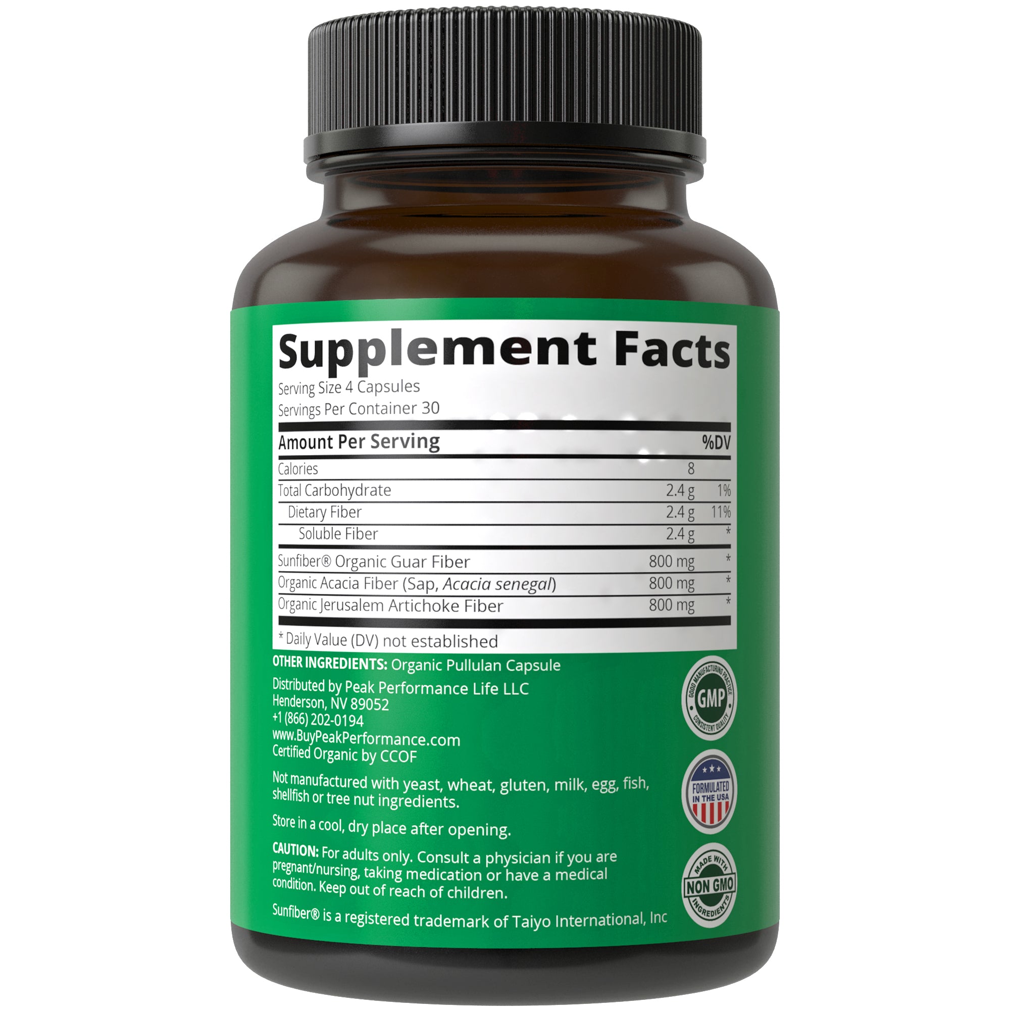 Organic 3-in-1 Prebiotic Fiber Capsules