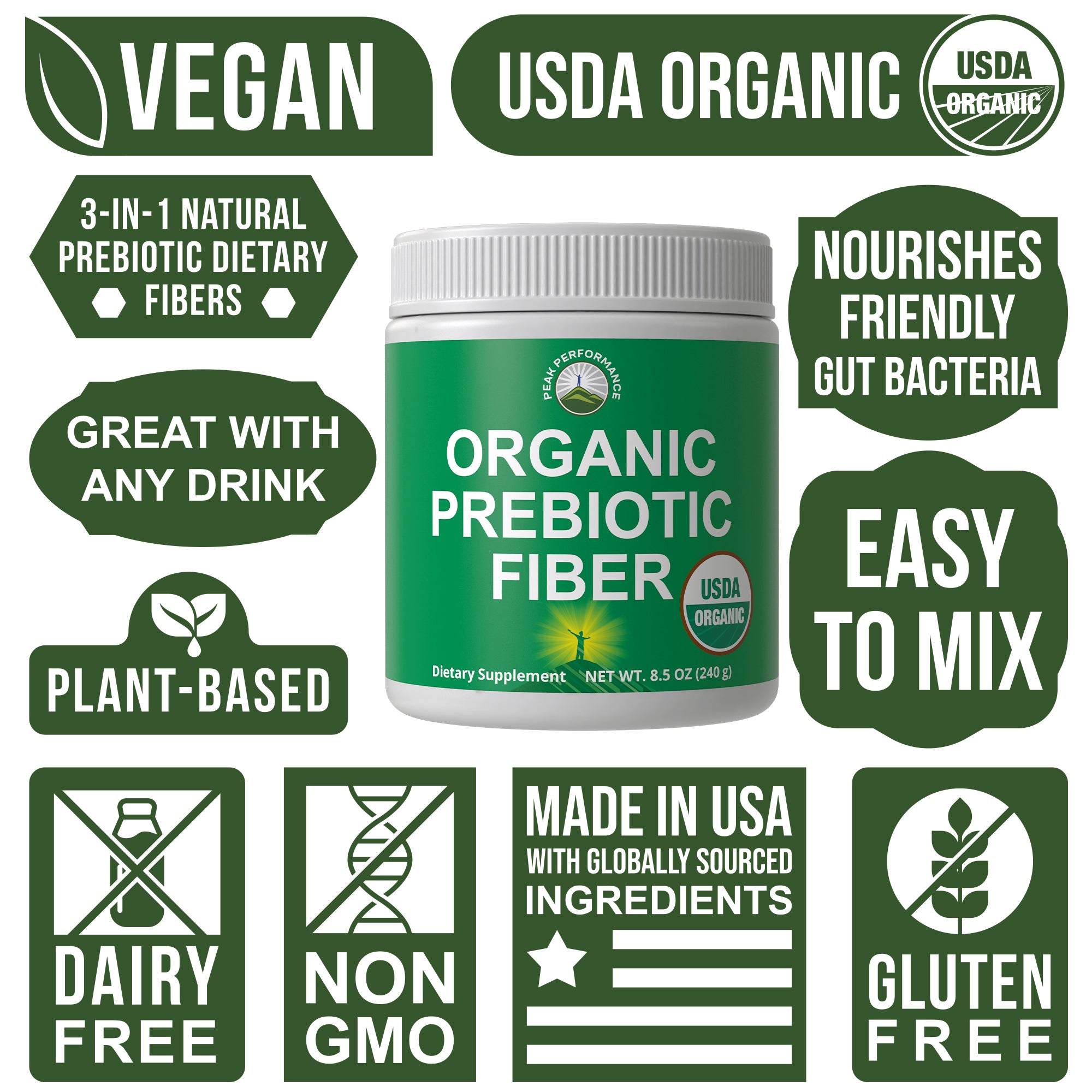 Organic 3 in 1 Prebiotic Fiber Powder