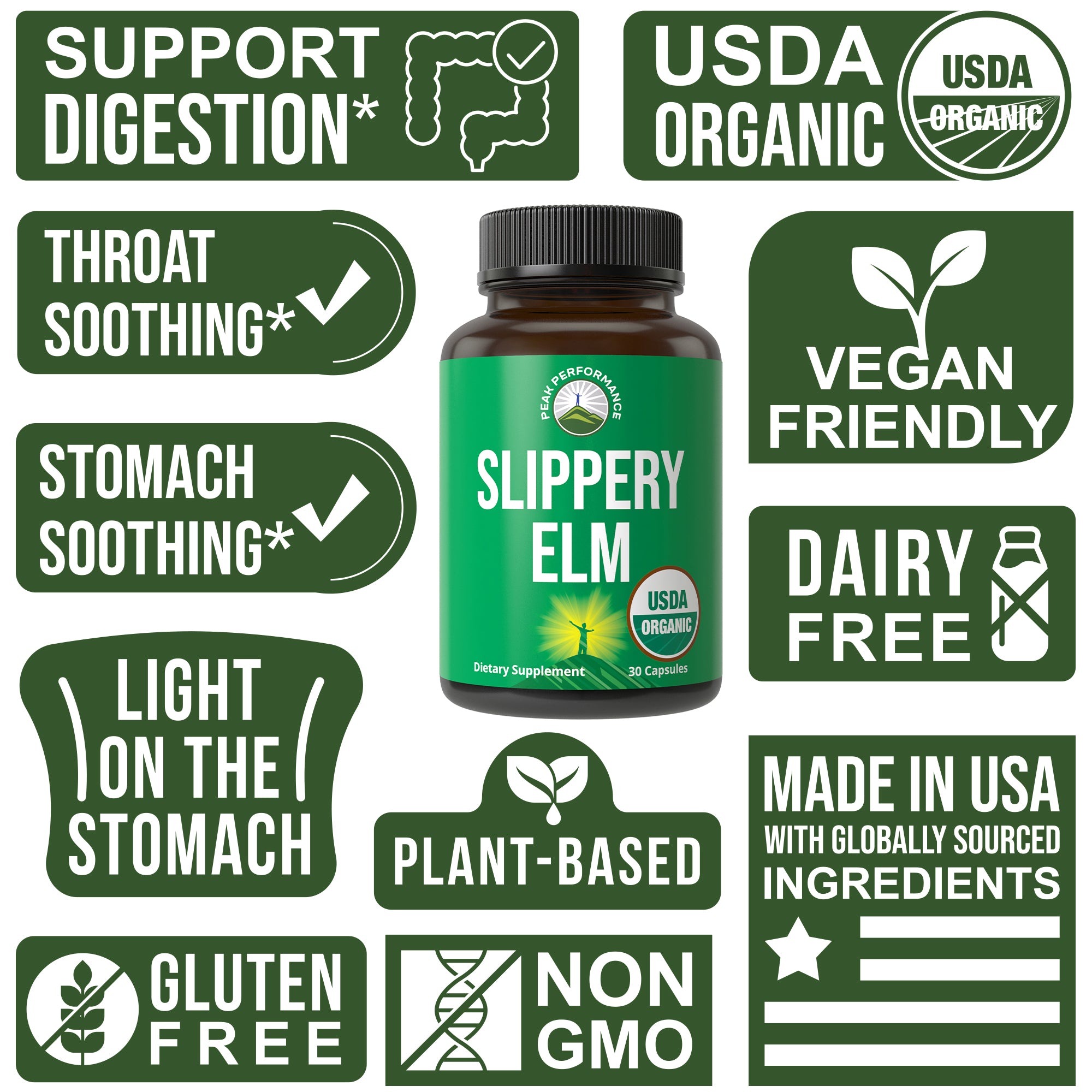 USDA Organic Slippery Elm Capsules
