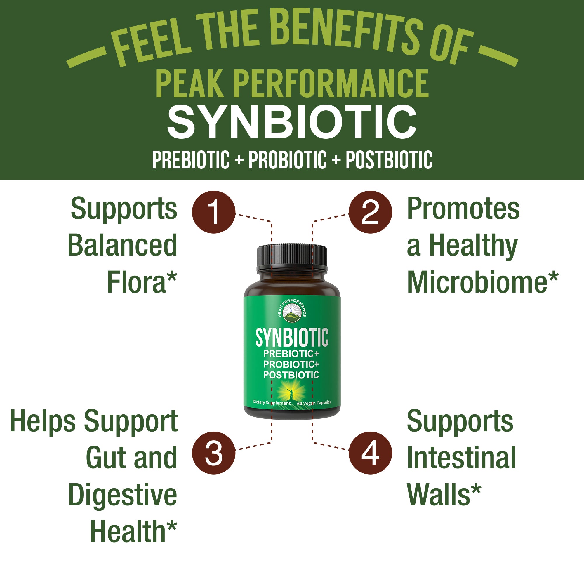 Synbiotic = Prebiotic + Probiotic + Postbiotic 3-in-1 Supplement with ...