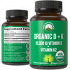 USDA Organic Vitamin D3 10000 IU + K2 MK-7 with Clinically Studied MenaQ7