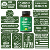 USDA Organic Vitamin D3 10000 IU + K2 MK-7 with Clinically Studied MenaQ7