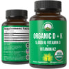 USDA Organic Vitamin D3 5000 IU + K2 MK-7 with Clinically Studied MenaQ7