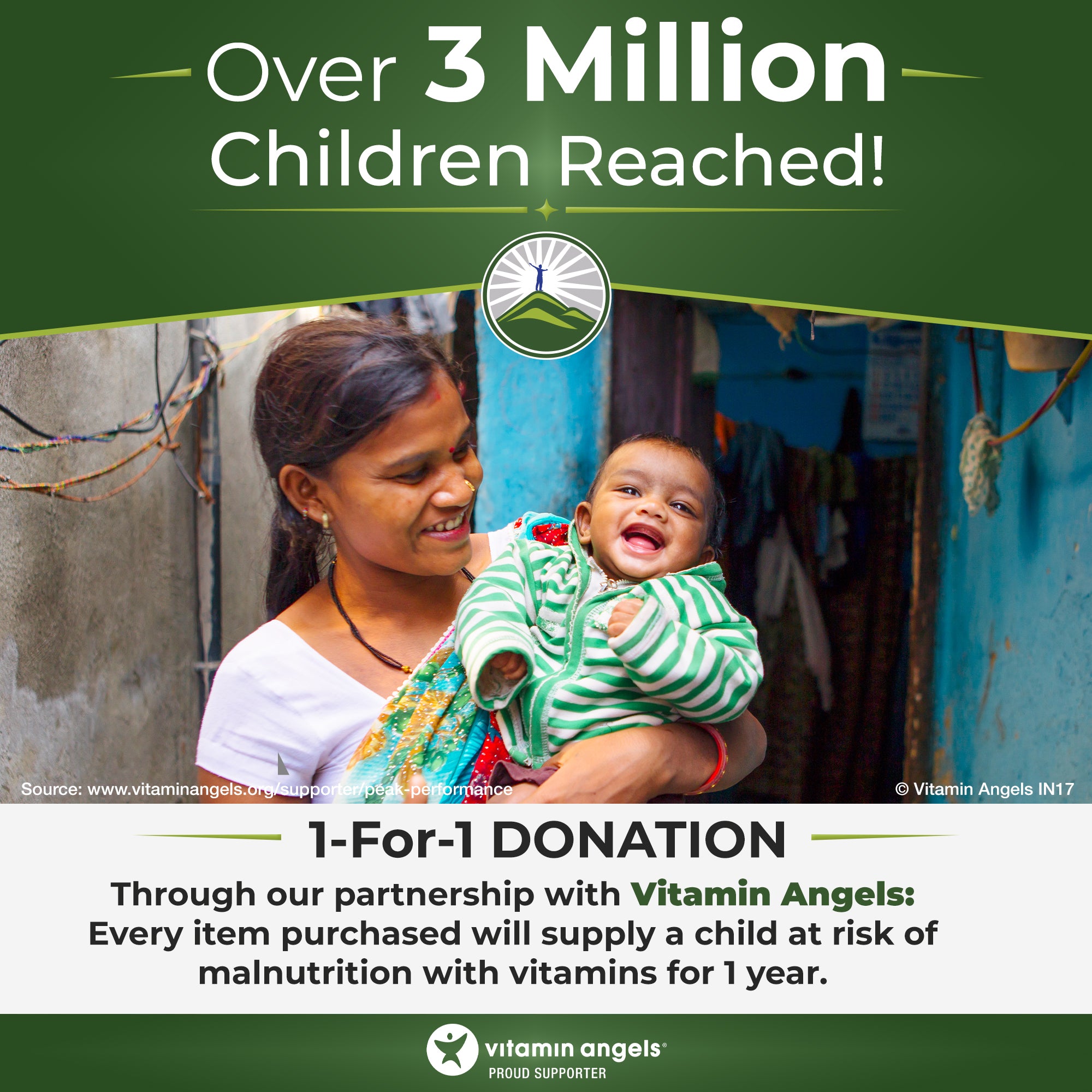 Over 3 Million Children Reached. For every item you purchase, we will supply vitamins to a child at risk of malnutrition.