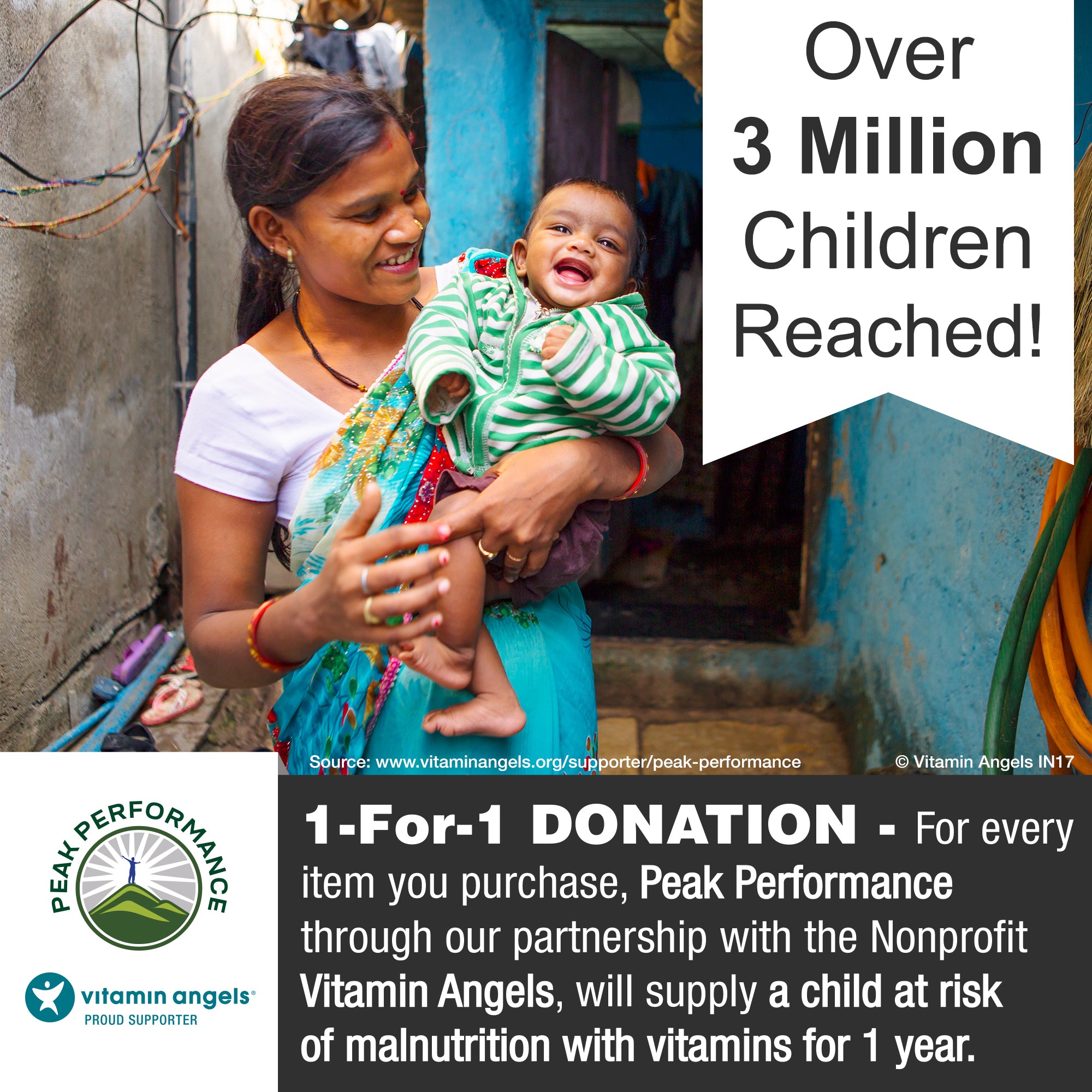 Over 3 Million Children Reached. For every item you purchase, we will supply vitamins to a child at risk of malnutrition.