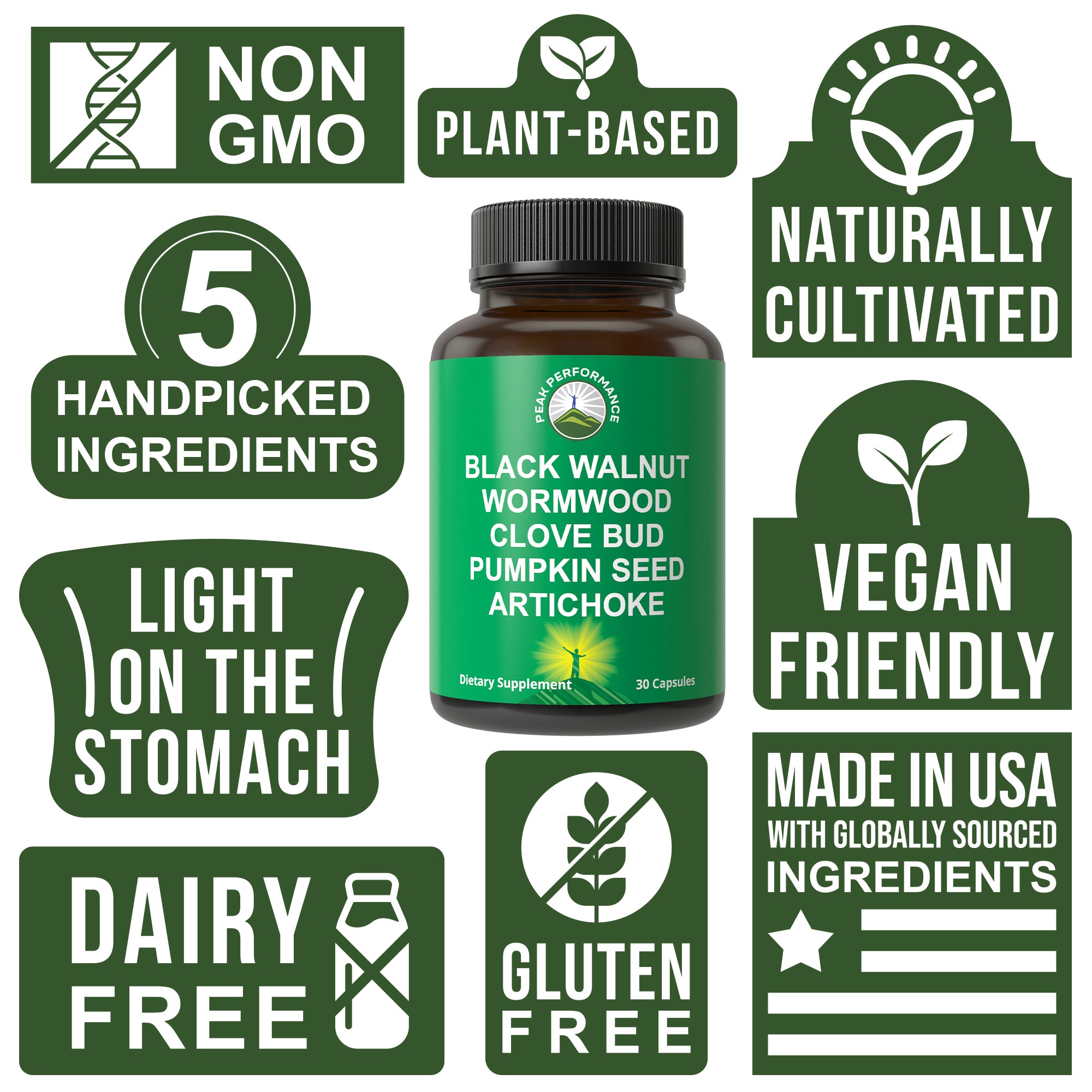 Wormwood, Black Walnut, Clove Detox & Cleanse Capsules