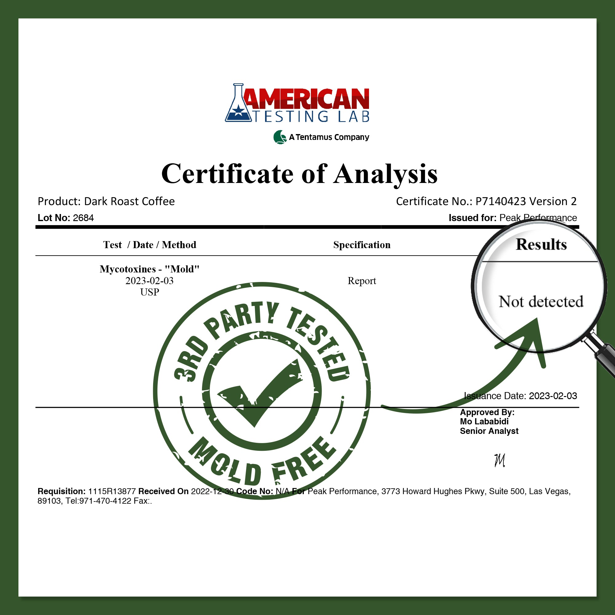 Organic Low Acid High Altitude Coffee (Dark Roast Whole Bean)