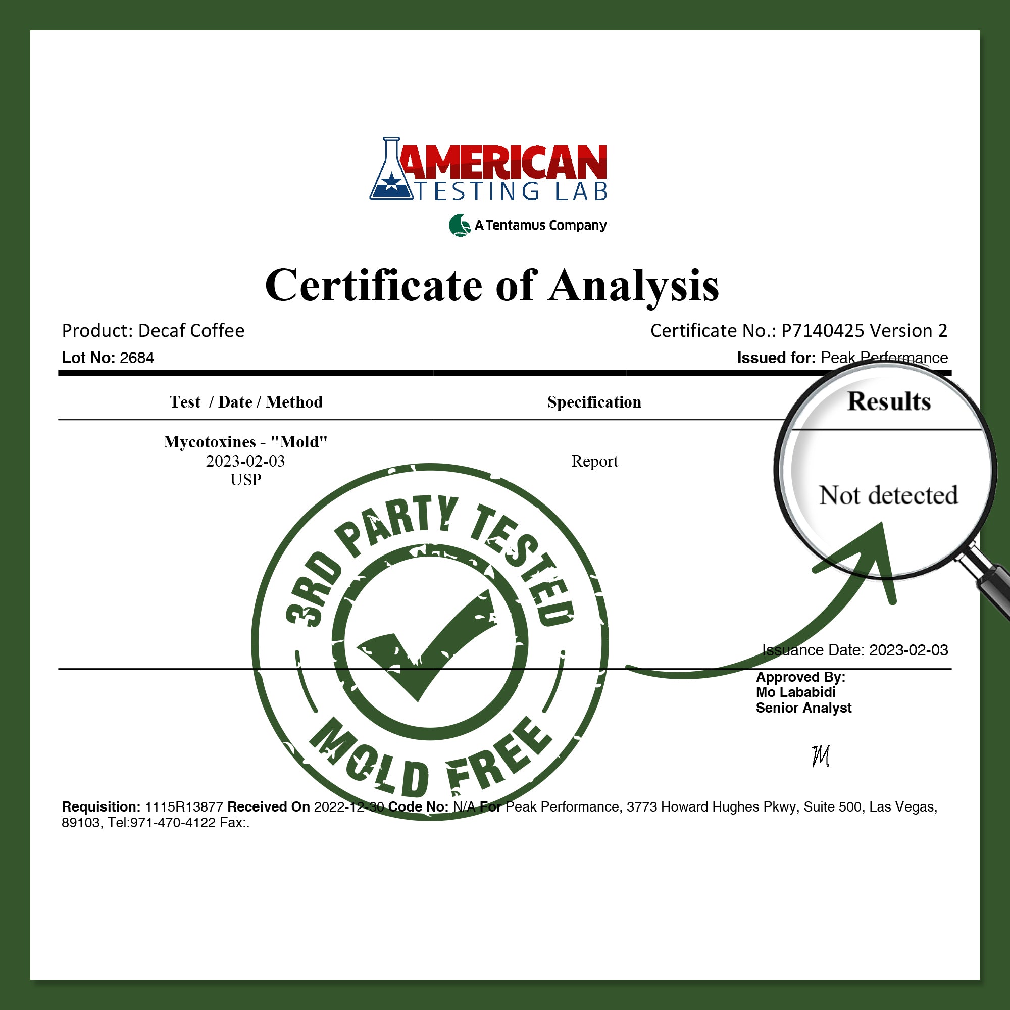 Organic High Altitude Coffee (Decaf Whole Bean)