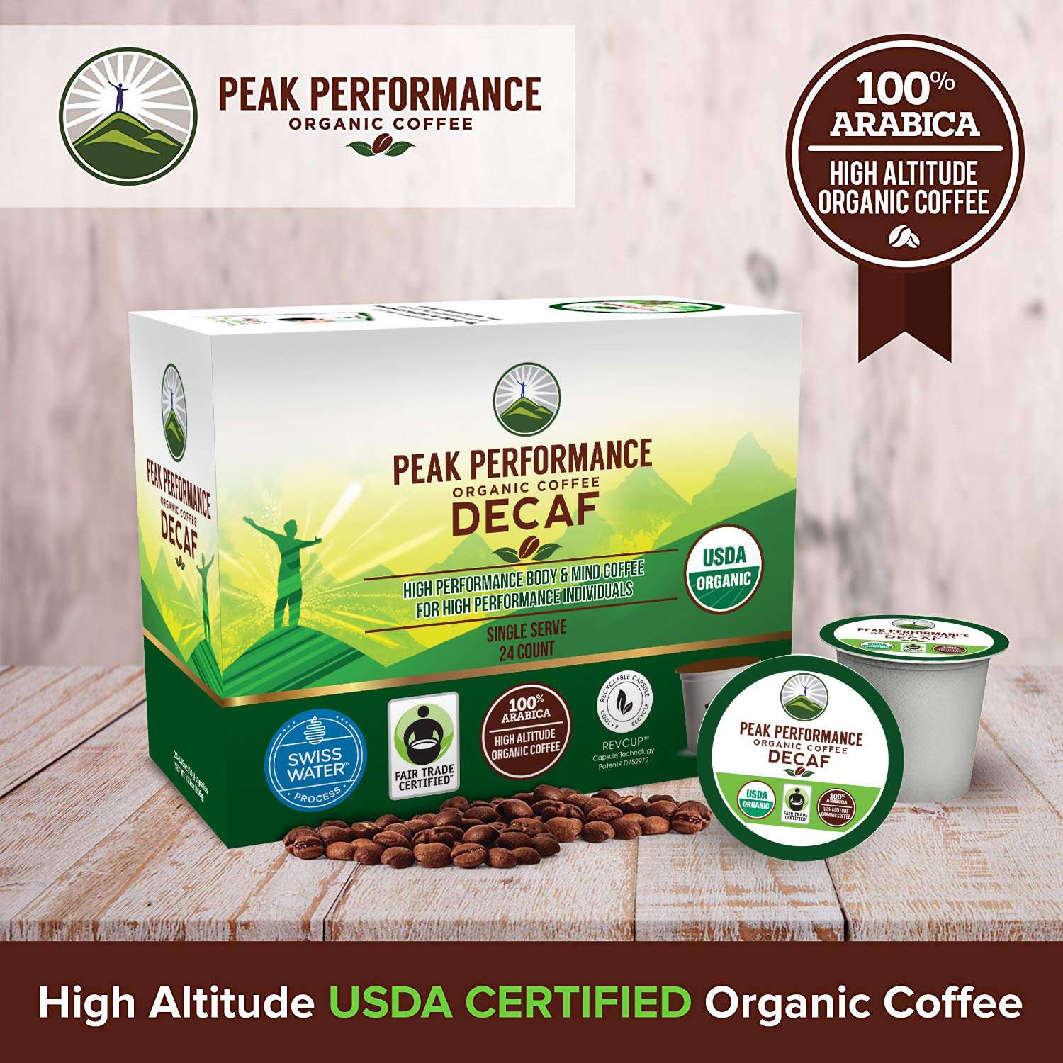 Organic DECAF K Cups High Altitude Coffee Pods